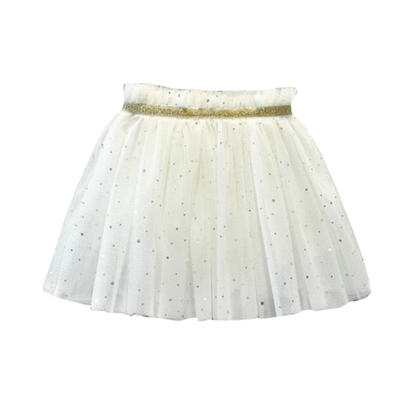 ZQUUVOU Girls Tiered Tulle Skirt Solid Color Elastic Waist Summer Princess Party Mesh Mini Skirt Birthday Gift White
