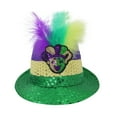 thumbnail image 1 of ZQUUVOU Green Top Hat for Men Women Mardi Gras Top Hat Velvet with Feather Gold Accessory Festive Hat for Parades Bar Festivals Green E, 1 of 2