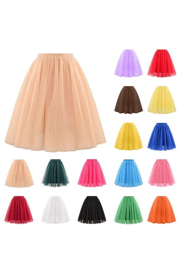 High Waist Tutu Skirt for Women Spring Summer Tiered Tulle Puffy Midi Skirt Party Evening Long Skirt Watermelon Red