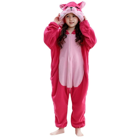 ZQUUVOU Hooded Rompers for Girls Boys Cute Playsuit Polar Fleece Long Sleeved Hooded Jumpsuit Winter Fall Outfits for 3-12 Years Hot Pink