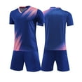 thumbnail image 1 of ZQUUVOU Kids Boys 2 Piece Soccer Set Short Sleeve Track Suit and Shorts Breathable Running Football Training Uniform Blue, 1 of 5