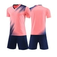 thumbnail image 1 of ZQUUVOU Kids Boys 2 Piece Soccer Set Short Sleeve Track Suit and Shorts Breathable Running Football Training Uniform Pink, 1 of 5