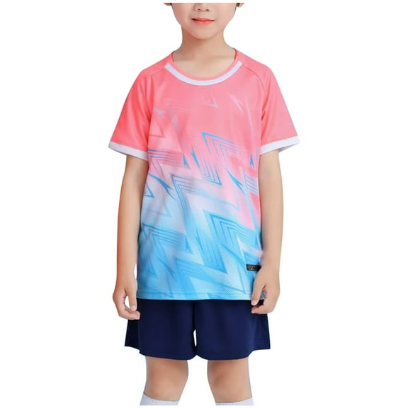 ZQUUVOU Kids Boys Active Shorts Set Striped Training Short Sleeve Tee Shorts Quick Dry 2 Piece Sportswear Outfit Pink