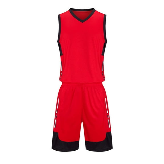 ZQUUVOU Kids Boys Basketball Outfit Set Sleeveless Tank Top and Elastic Waist Shorts Quick Dry 2 Piece Sports Suit Red