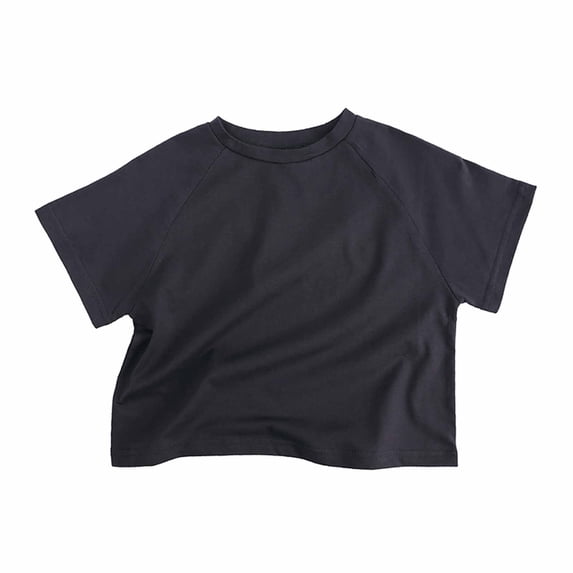 ZQUUVOU Kids Cotton Oversized T Shirts Raglan Short Sleeve Top Solid Casual Tee Boys Girls Breathable Summer Basic Tees Dark Blue