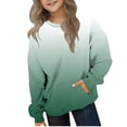 thumbnail image 1 of ZQUUVOU Kids Long Sleeve Sweatshirt with Pockets Crewneck Lightweight Long Sleeves Casual Pullover for Boys Girls Green, 1 of 6