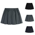 thumbnail image 1 of ZQUUVOU Kids School Uniform Skirt Solid Color Pleated A Line Short Lining Elastic Waist Mini Skirts for Girls Black, 1 of 6