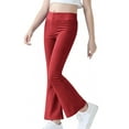 thumbnail image 1 of ZQUUVOU Kids Solid Flare Leggings Girls Yoga Bootcut Pants Workout Dance Exercise High Waist Bottoms Leggings Red, 1 of 9