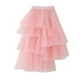 thumbnail image 1 of ZQUUVOU Kids Tiered Tulle Midi Skirt Solid Color Asymmetrical Tutu Skirt Dance Performance Party Special Event Pink, 1 of 5
