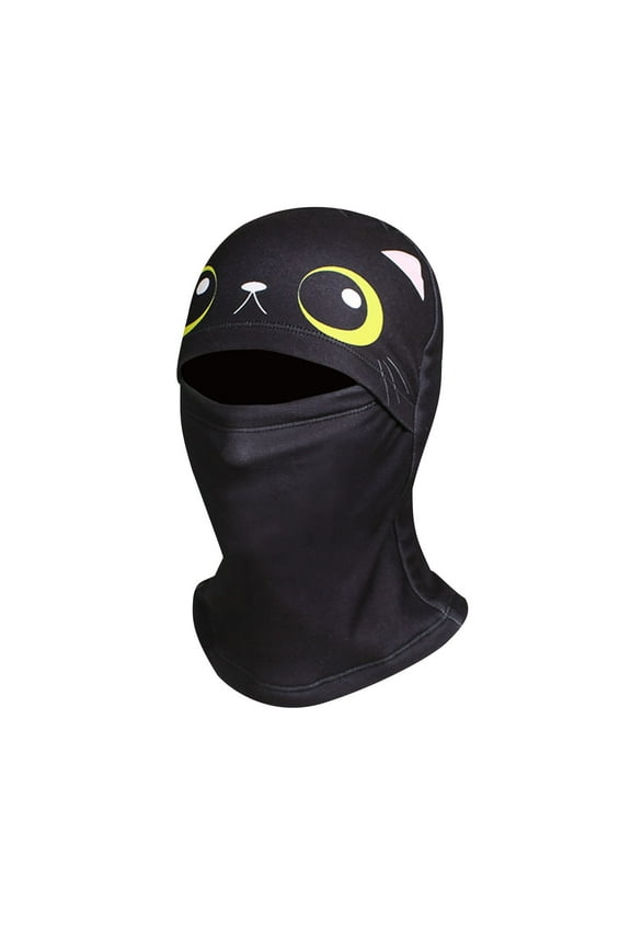 Kids Winter Balaclava Windproof Hats Cute Printed Warm Ski Mask Neck Warmer for Boys Girls Adjustable Full Face Cover Black