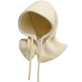 thumbnail image 1 of ZQUUVOU Knit Balaclava Hat for Women Men Button Hooded Scarf Windproof One-piece Hat Scarf Warm Winter Beanie Hat Beige, 1 of 2