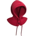 thumbnail image 1 of ZQUUVOU Knit Balaclava Hat for Women Men Button Hooded Scarf Windproof One-piece Hat Scarf Warm Winter Beanie Hat Red, 1 of 2