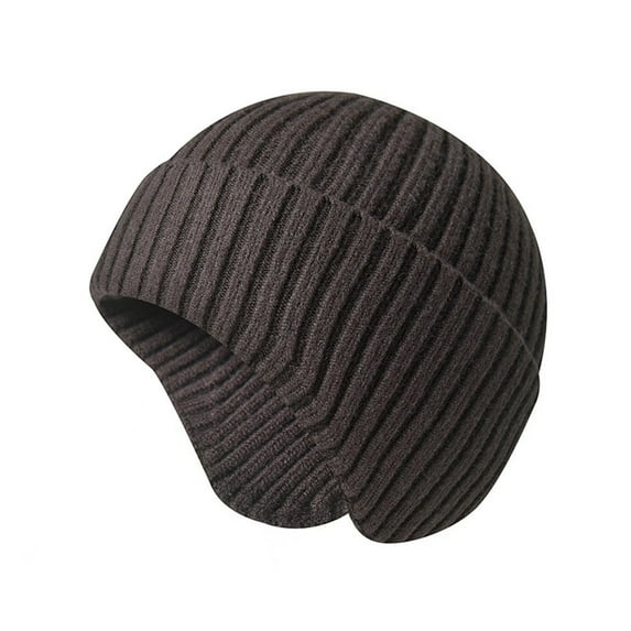 ZQUUVOU Knitted Beanie Hats for Men Women Winter Hats Ear Covers Knit Soft Hat Solid Color Outdoor Warm Slouchy Beanie Dark Gray