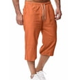 thumbnail image 1 of ZQUUVOU Linen Capri Pants for Men Solid Loose Casual Drawstring Straight Leg Breathable Summer Shorts with Pockets Orange, 1 of 9