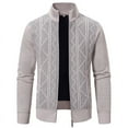 thumbnail image 1 of ZQUUVOU Men Casual Turndown Collar Zipper with Pocket Long Sleeve Knit Coat (Beige,2XL), 1 of 9