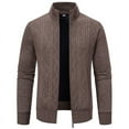 thumbnail image 1 of ZQUUVOU Men Casual Turndown Collar Zipper with Pocket Long Sleeve Knit Coat (Coffee,XL), 1 of 4