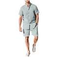 thumbnail image 1 of ZQUUVOU Men's 2 Piece Sport Set Short Sleeve Stand Collar Top and Drawstring Waist Shorts Casual Workout Outfit Gray, 1 of 5