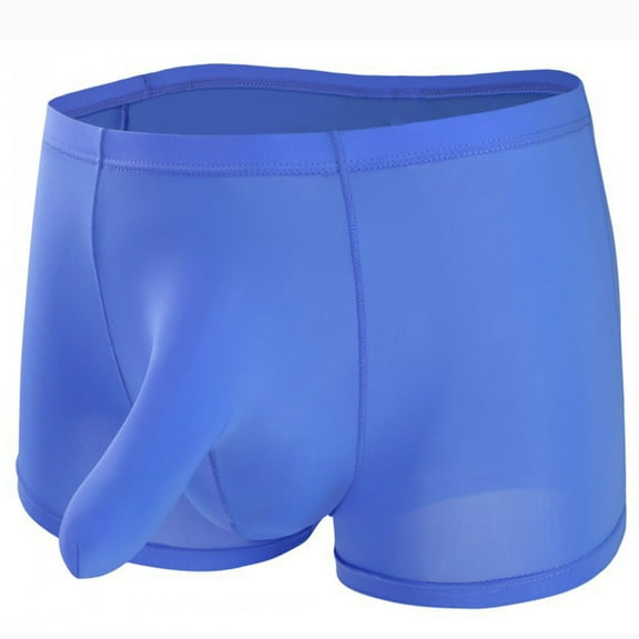 ZQUUVOU Men's Boxer Briefs Casual Solid Color Breathable Support Pouch Middle Waist Underwear (Blue,2XL)