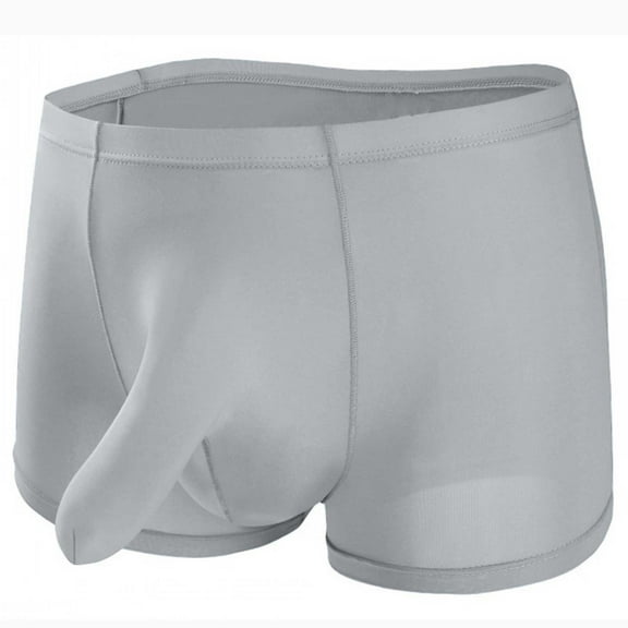 ZQUUVOU Men's Boxer Briefs Casual Solid Color Breathable Support Pouch Middle Waist Underwear (Gray,2XL)