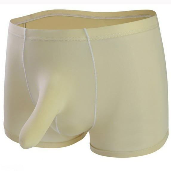 ZQUUVOU Men's Boxer Briefs Casual Solid Color Breathable Support Pouch Middle Waist Underwear (Skin,2XL)