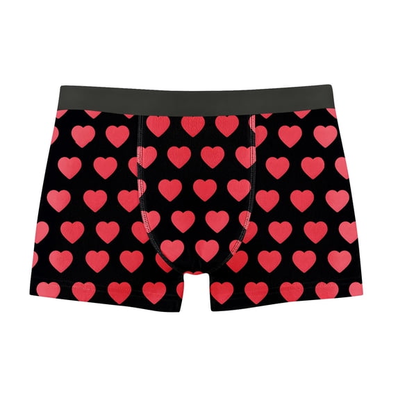 ZQUUVOU Men's Boxer Briefs Heart Elastic Waist Print Underwear Stretch Soft Comfortable Everyday Briefs Novelty Gifts Red