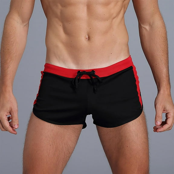 ZQUUVOU Men's Boxer Briefs Home Solid Colore Mesh Drawstring Underwear (Black,S)