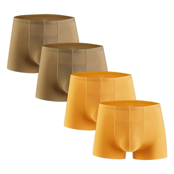 ZQUUVOU Men's Boxer Briefs Loose Lighweight Breathable Elastic Underwear 4 Pack (Khaki,3XL)