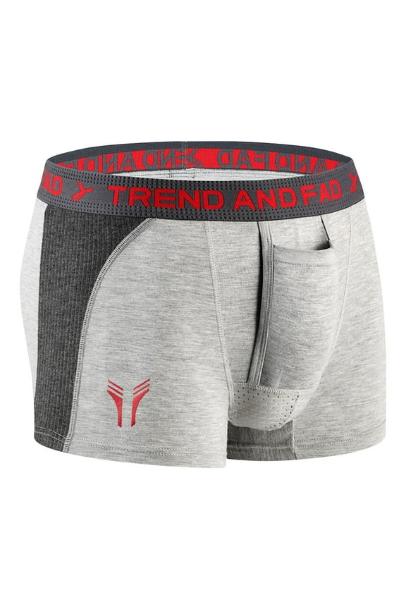 Men's Boxer Briefs Separate Big Pouch Comfy Briefs (Gray,XL)