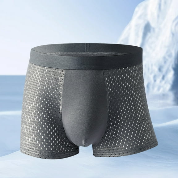 ZQUUVOU Men's Boxer Briefs Solid Color Elastic Waist Casual Underwear (Gray,XL)