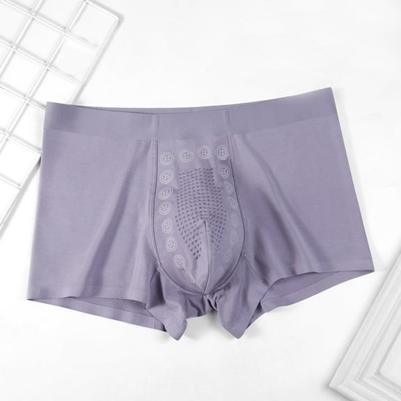 ZQUUVOU Men's Boxer Briefs Solid Cotton Blend Breathable Support Pouch (Purple,L)