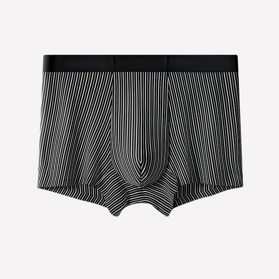 ZQUUVOU Men's Boxer Briefs Stripe Color Breathable Underwear (Black,L)