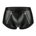 thumbnail image 1 of ZQUUVOU Men's Boxer Briefs Summer Sports Faux Leather Front Zipper Elastic Underwear (Black,5XL), 1 of 5