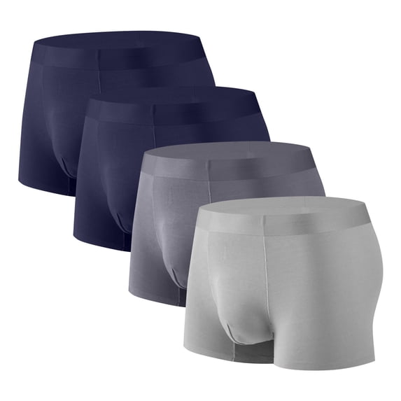 ZQUUVOU Men's Briefs Loose Cotton Blend Breathable Elastic Underwear 4 Pack (Navy,2XL)