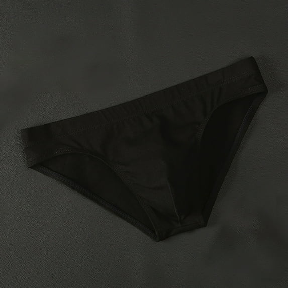 ZQUUVOU Men's Briefs Low Waist Solid Color Comfortable Underwear (Black,3XL)