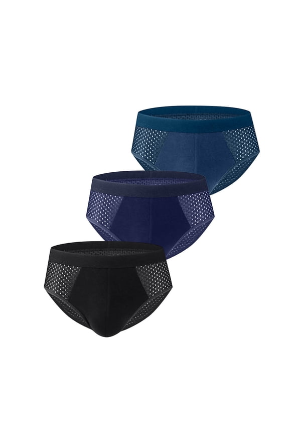 ZQUUVOU Men's Briefs Mesh Solid Color Breathable Underwear 3 Pack (Green,4XL)