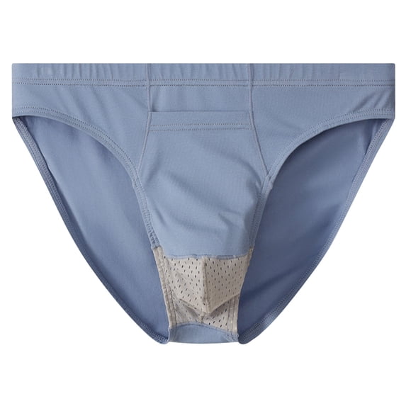 ZQUUVOU Men's Briefs Solid Color Breathable Low Waist Underwear (Blue,L)