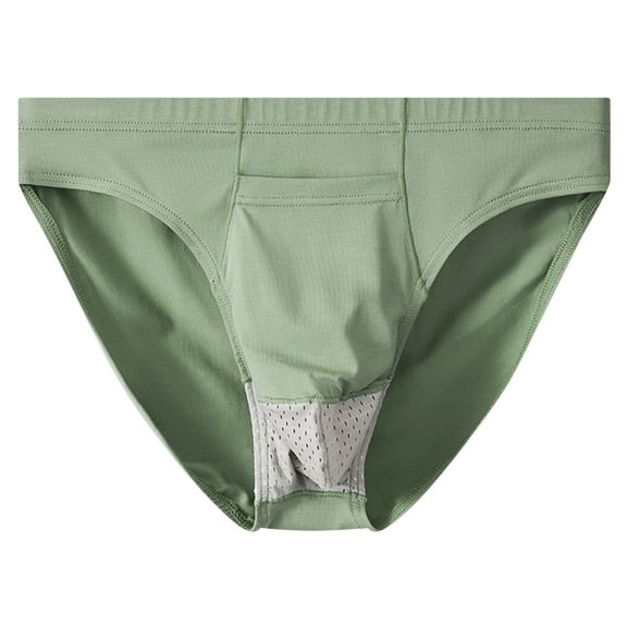 ZQUUVOU Men's Briefs Solid Color Breathable Low Waist Underwear (Green,XL)