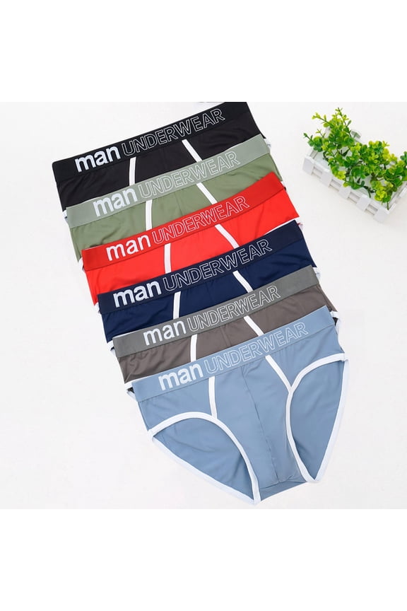ZQUUVOU Men's Briefs Solid Color Cooling Mid Waist Elastic Underwear 6 Pack (Multicolor,XL)