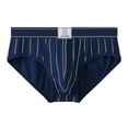 thumbnail image 1 of ZQUUVOU Men's Briefs Striped Cotton Casual Breathable Mid Waist Underwear (Blue,XL), 1 of 5