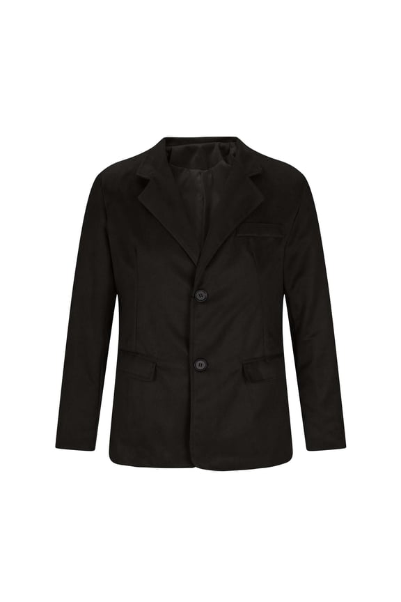Men's Business Casual Balzer Notch Lapel Button Front Solid Color Long Sleeve Suit Jacket with Pockets Black