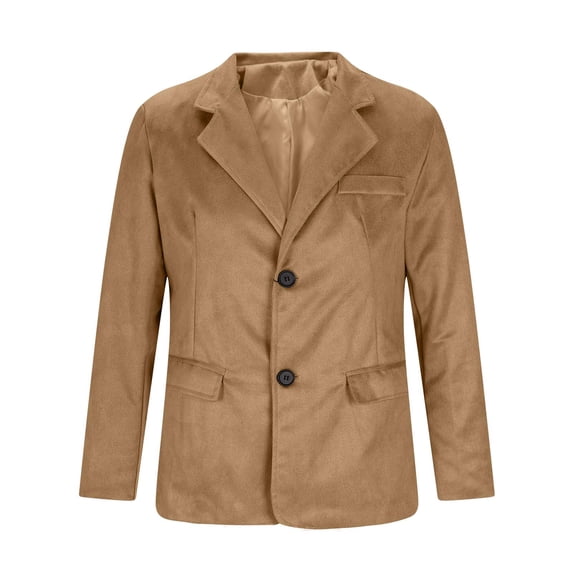 ZQUUVOU Men's Business Casual Balzer Notch Lapel Button Front Solid Color Long Sleeve Suit Jacket with Pockets Khaki