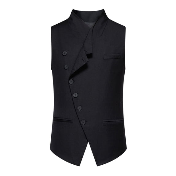 ZQUUVOU Men's Business Casual Suit Vest V Neck Single Breasted Slim Notch Lapel Vest Sleeveless Formal Waistcoat Wedding Business Black