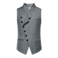 thumbnail image 1 of ZQUUVOU Men's Business Casual Suit Vest V Neck Single Breasted Slim Notch Lapel Vest Sleeveless Formal Waistcoat Wedding Business Gray, 1 of 5
