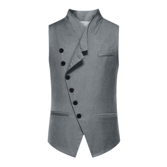 ZQUUVOU Men's Business Casual Suit Vest V Neck Single Breasted Slim Notch Lapel Vest Sleeveless Formal Waistcoat Wedding Business Gray