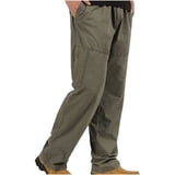 ZQUUVOU Men's Cargo Pants Casual Solid Color Cotton Zipper Pockets ...