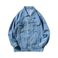 thumbnail image 1 of ZQUUVOU Men's Denim Jacket Solid Color Button Pocket Long Sleeved Coat​​ (Light Blue,3XL), 1 of 4
