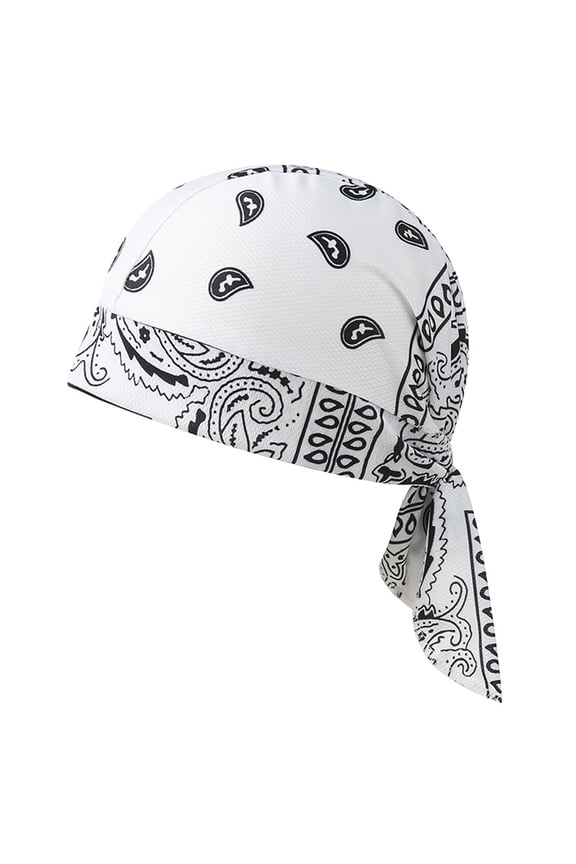 Men's Do Rag Skull Cap Sweat Wicking Cooling Bandana Helmet Liner Cycling Motorcycle Bandana Head Wrap White