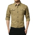 thumbnail image 1 of ZQUUVOU Men's Dress Shirts Solid Long Sleeve Formal Office Slim Shirts Business Casual Button Down Suit Inner Khaki, 1 of 9