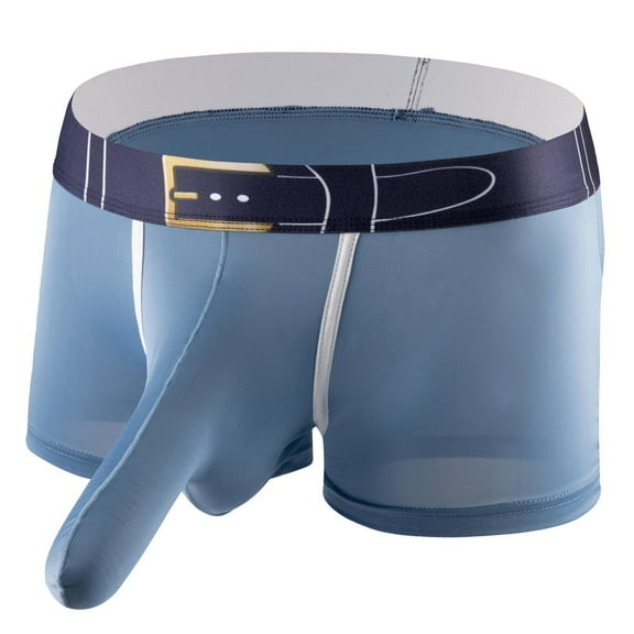 ZQUUVOU Men's Dual Pouch Boxer Briefs Breathable Shaped Underwear (Blue,2XL)