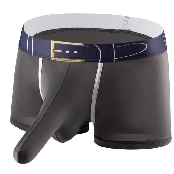 ZQUUVOU Men's Dual Pouch Boxer Briefs Breathable Shaped Underwear (Gray,L)